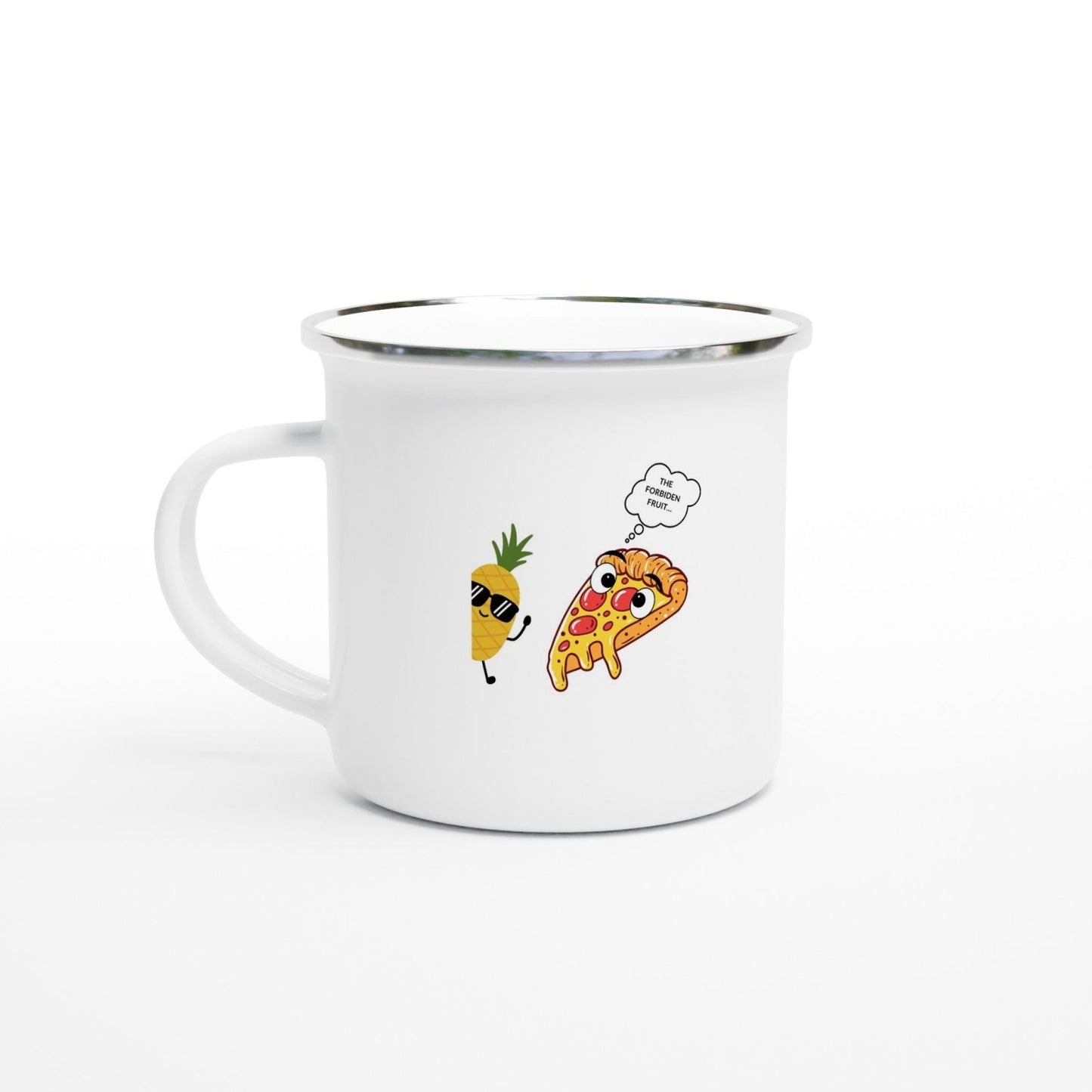 Forbidden Fruit White 12oz Enamel Mug - TheTwoShirt